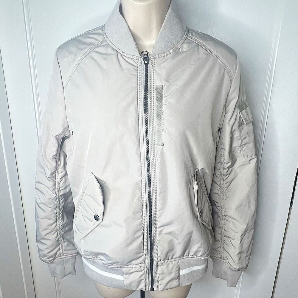 Marc New York Andrew Marc Bomber Jacket Light Grey Size Medium